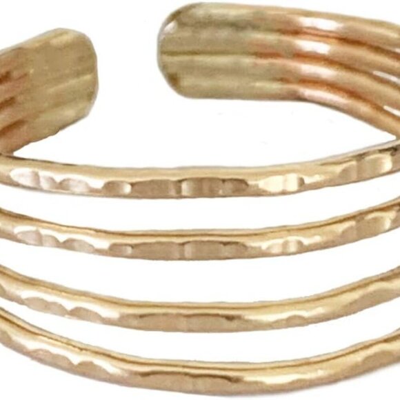 Gold Fill Toe Ring Four Strand Adjustable Comfort Fit for Women Men